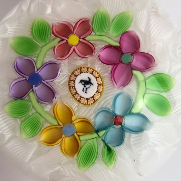 Perthshire PP47 1997 Lampwork Flower Wren Bird Picture Cane Lace LE Paperweight - Picture 5 of 11